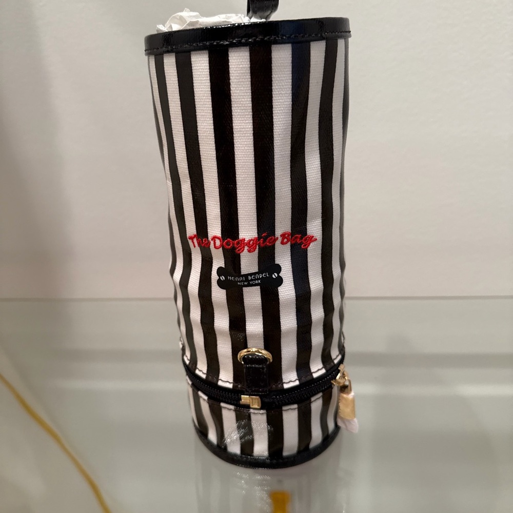Henry Bendel Black and White Striped Doggie Bag